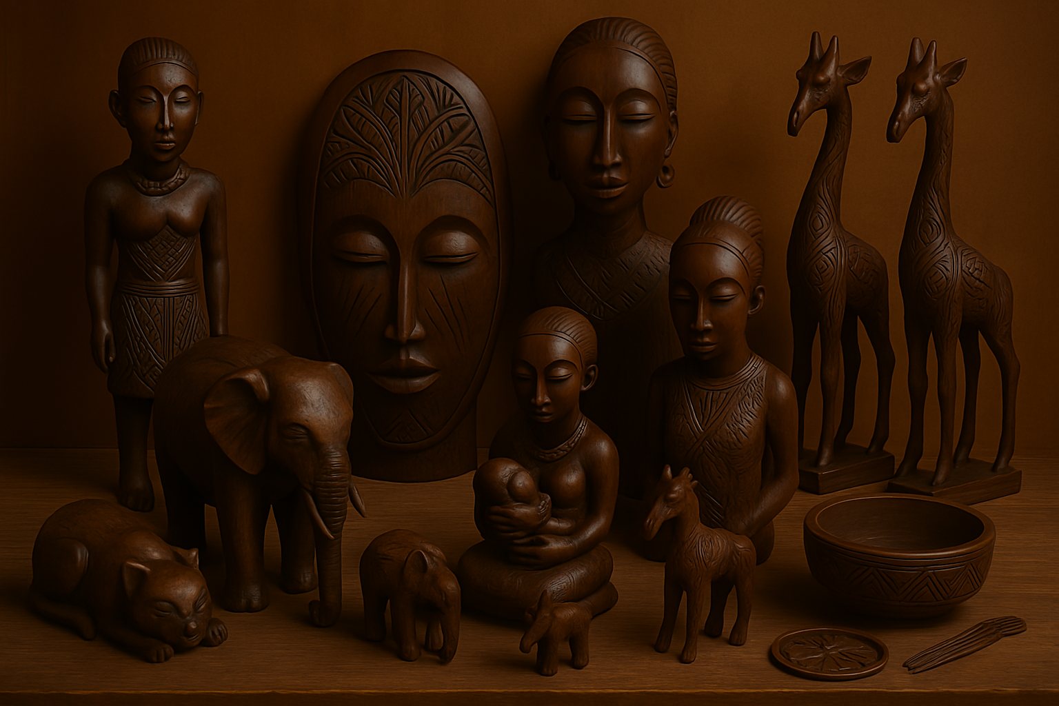 Carved wooden sculptures